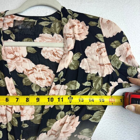 Reformation Dark Floral Wrap Dress Womens Small Deep V Whimsigoth Cottage Mini - Picture 7 of 13